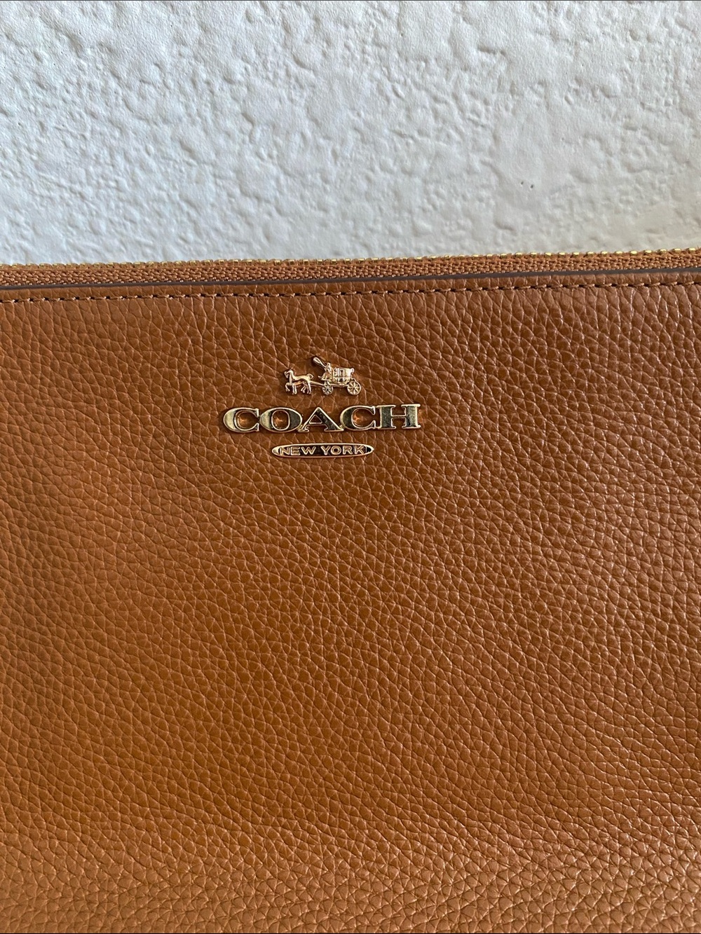 Coach Pebbled Leather Crossbody Purse in Chestnut Brown with Gold Hardware - Picture 2 of 16